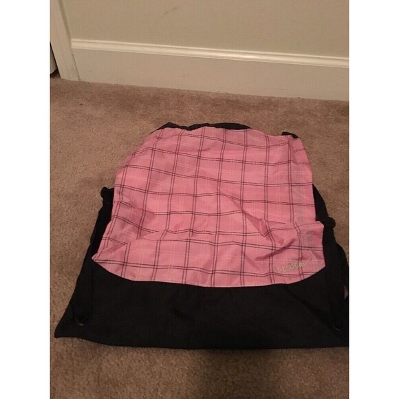 LL Bean Bean Plaid Drawstring Backpack Bag